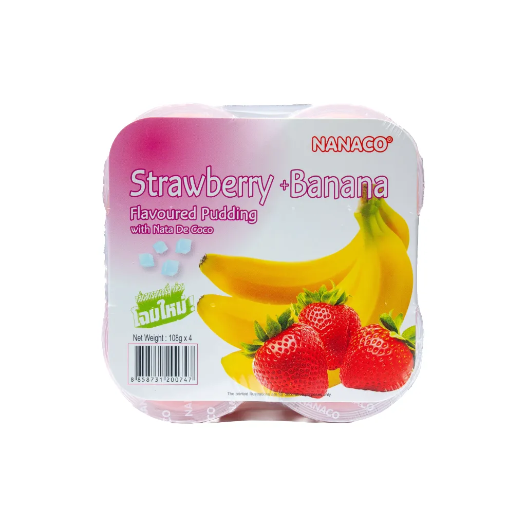 Nanaco Strawberry Banana Flav Pudding wt Nata De Coco 108g