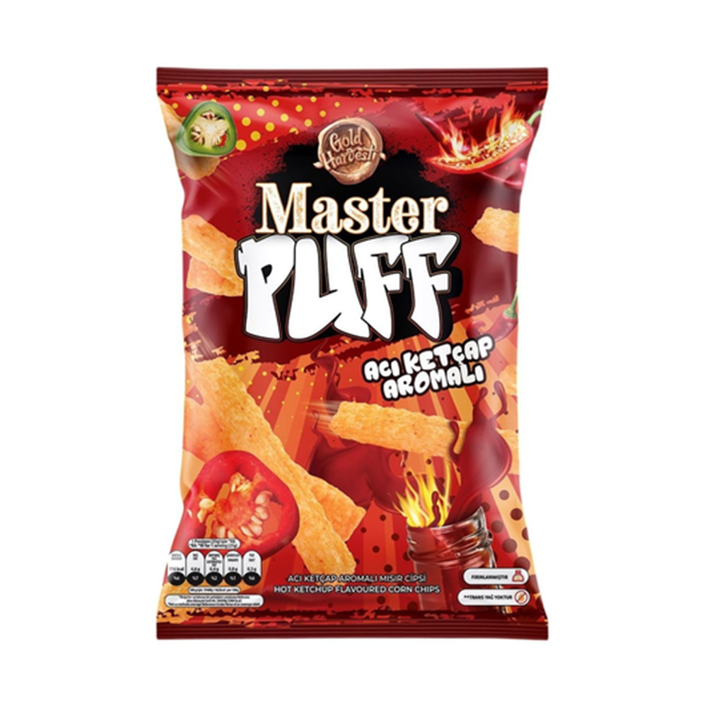[3153] Master Puff Hot Ketchup Flav Corn Chips 90gr
