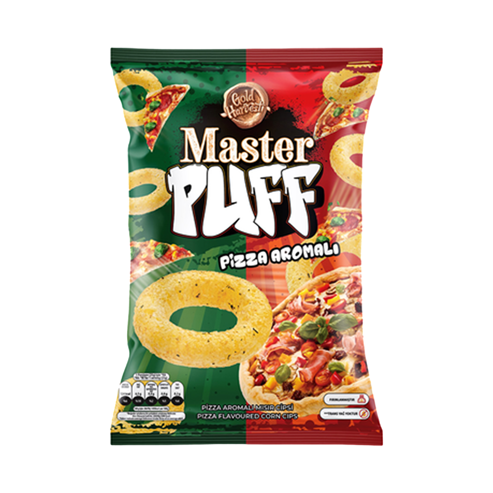 Master Puff Pizza Flav Corn Chips 90gr