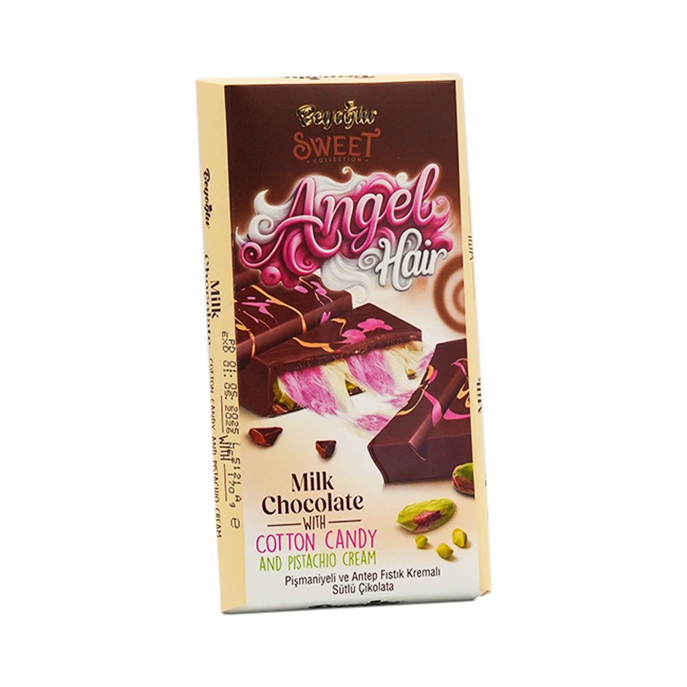 [3181] Beyoglu Angel Hair Milk Choc with Cotton Candy & Pistachio Cream