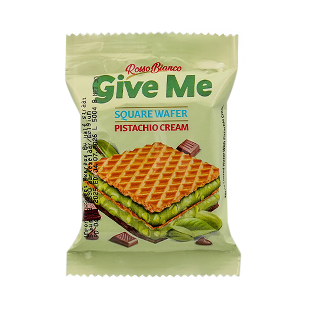 [3322] Rosso Bianco Give Me Square Pistachio Wafer 30g