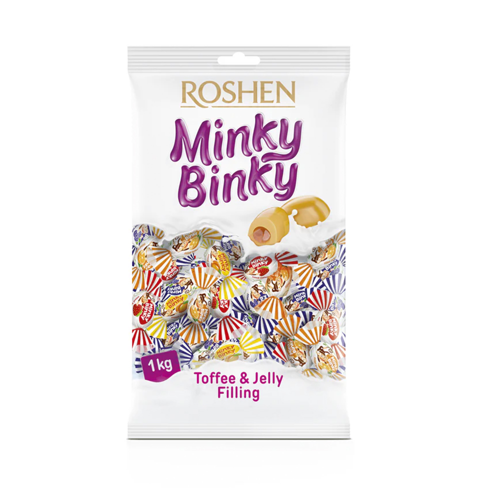 [3342]  Roshen (6128) Minky Binky Toffee wt Jelly Filling 1kg