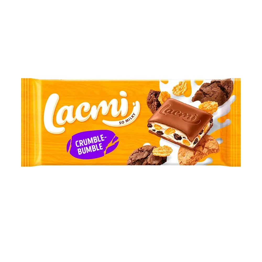 Roshen (5884) Lacmi Crumble-Bumble Milk Choc Wt Mlk fll,Corn flakes and Cookie Crumbs 83g
