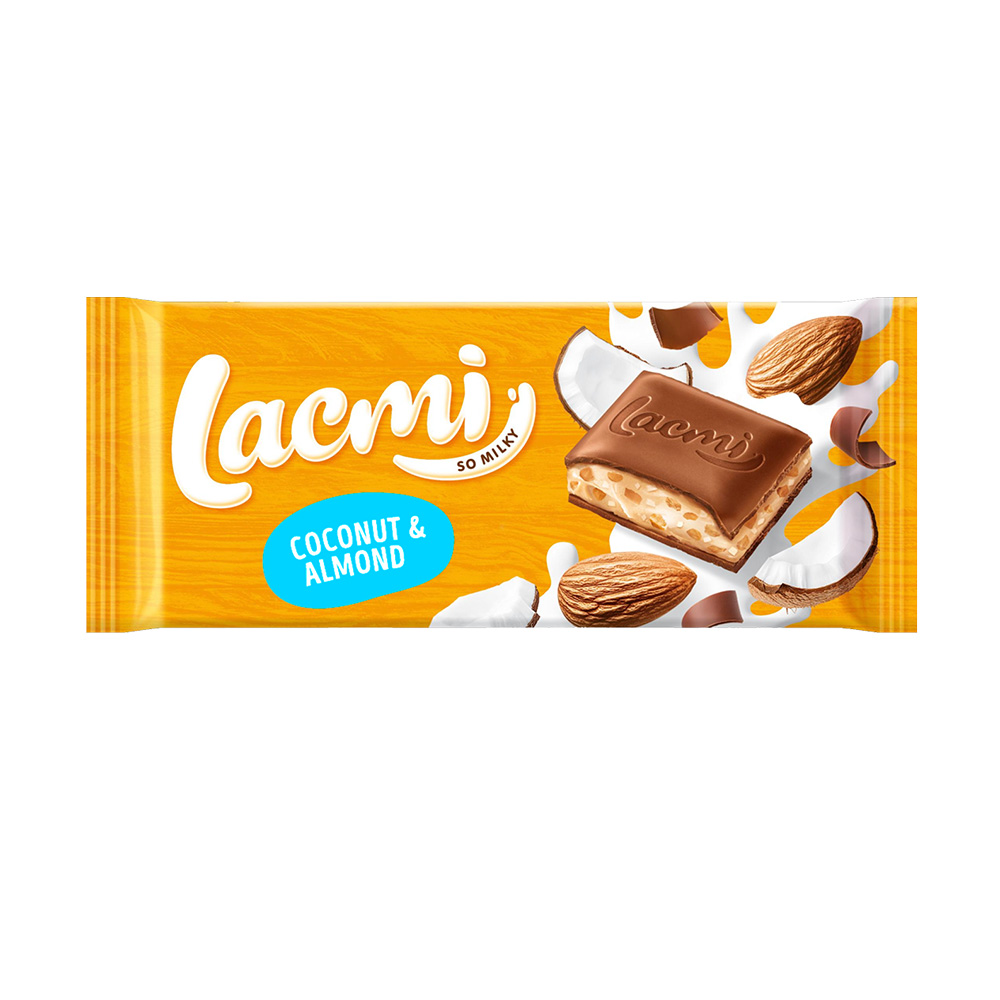 [3349]  Roshen (5914) Lacmi Milk Chocolate with Almonds & Coconut Cream 84g