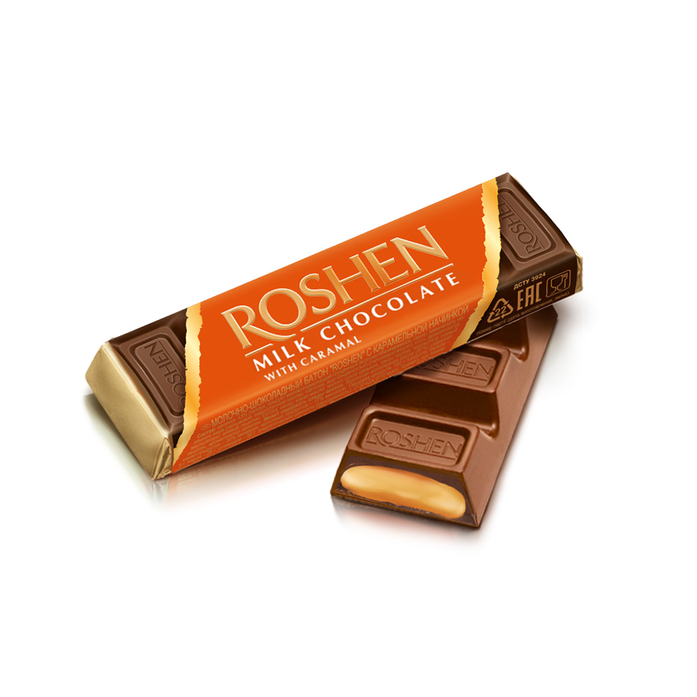 Roshen (7065) Milk Chocolate Bars wt Caramel filling 40g