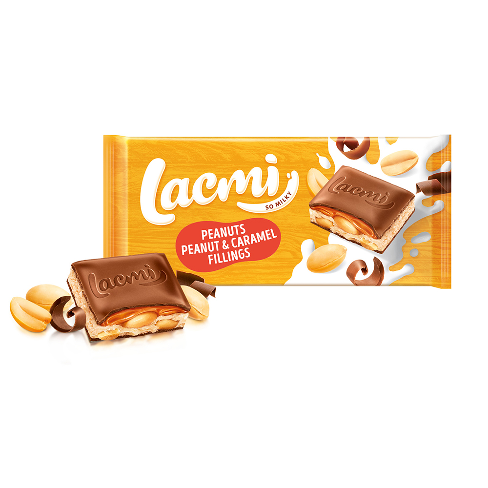  Roshen (0834) Lacmi Milk Choc wt Caramel & Peanut Filling 87g