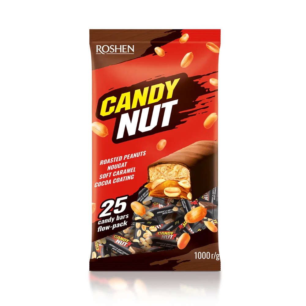 Roshen (1131) Candy Nut Nougat and Soft Caramel wt Peanuts,Swt milk choc coating 1kg
