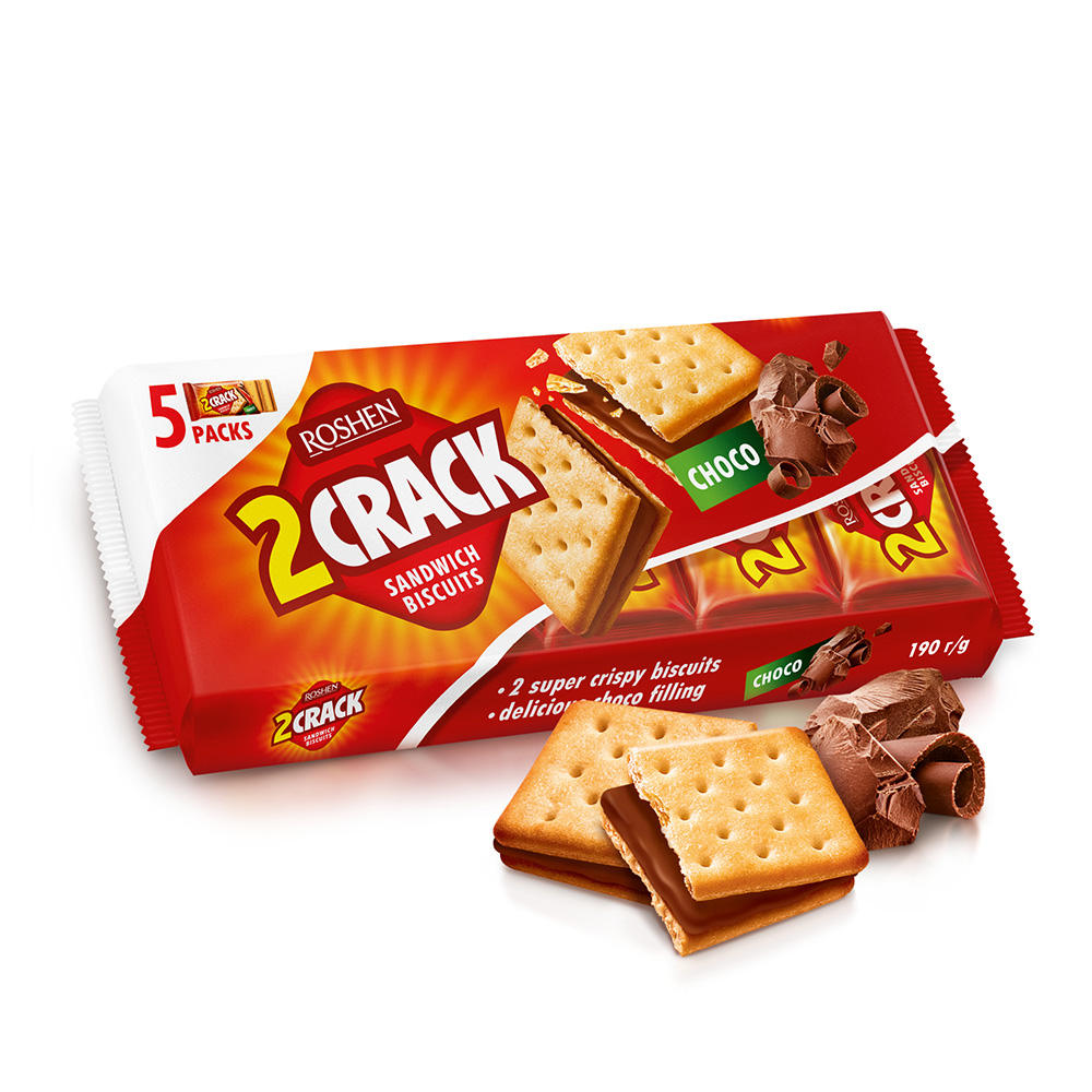 Roshen (6621) 2 Crack Biscuit wt Choco Filling 190g