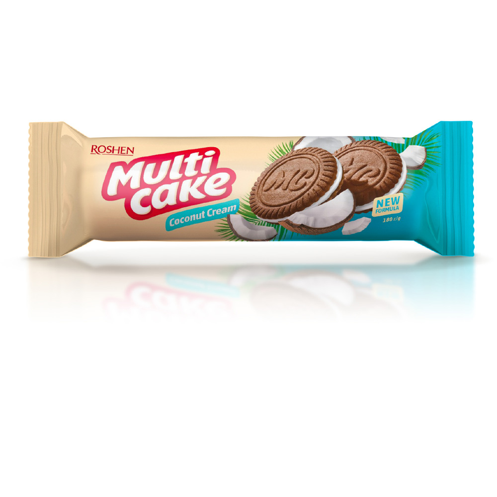 [3358] Roshen (6003) Multicake Biscuits with Coconut Flavor Cream Filling 180g