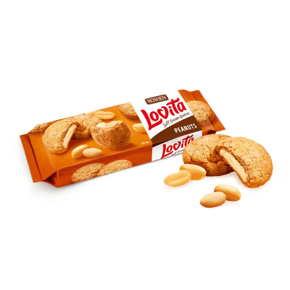 Roshen (1077) Lovita Soft Crm Cookies wt Peanut Filling 127g