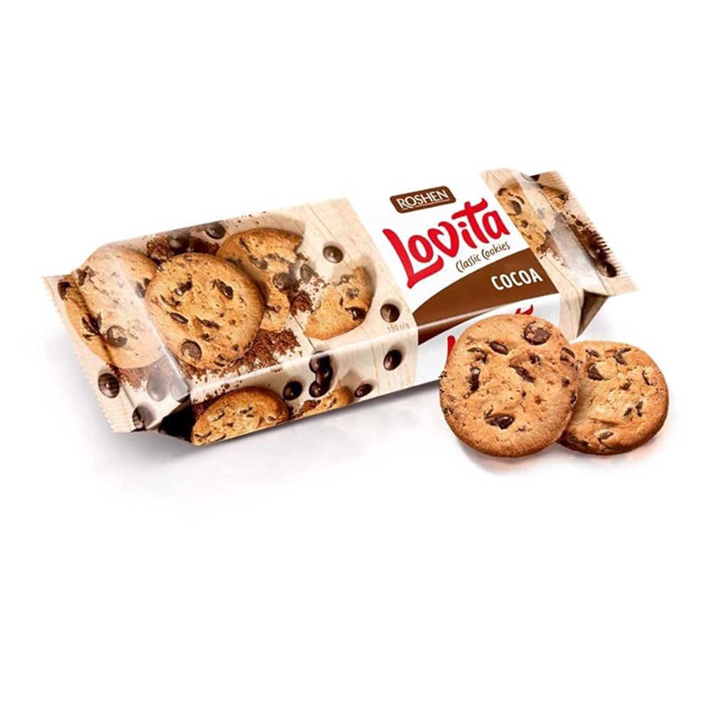 [3360] Roshen (3454) Lovita Classic Cookies with Cocoa Coating Drops 150g