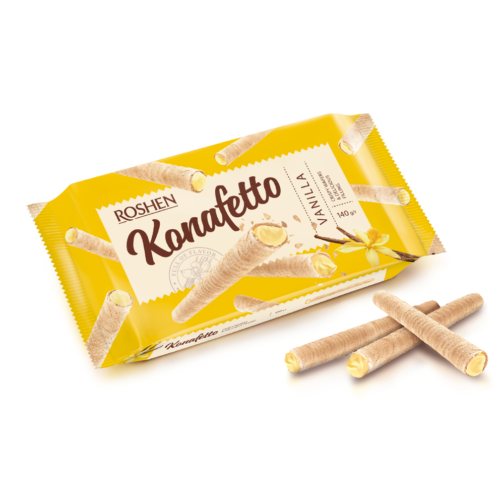 [3370] Roshen (1917) Konafetto Wafer Rolls wt Vanilla Flav Filling 140g