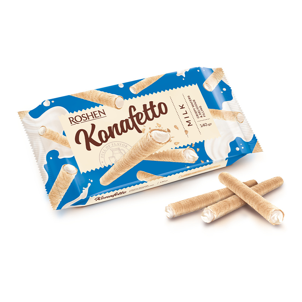 Roshen (8710) Konafetto Wafer Rolls wt Milk Filling 140g
