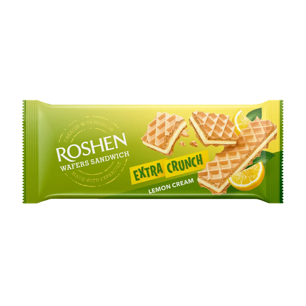 [3374] Roshen (2067) Wafers Sandwich Crunch wt Lemon Filling 142g