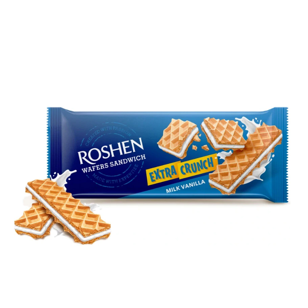 [3375] Roshen (1695) Wafers Sandwich Crunch wt Vanilla Filling 142g