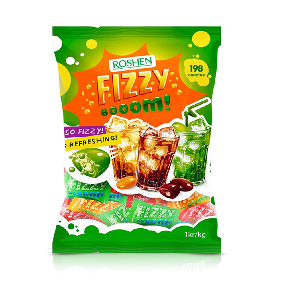 Roshen (1862) Fizzy Boom Hard Candy wt Fizzy Filling 1kg