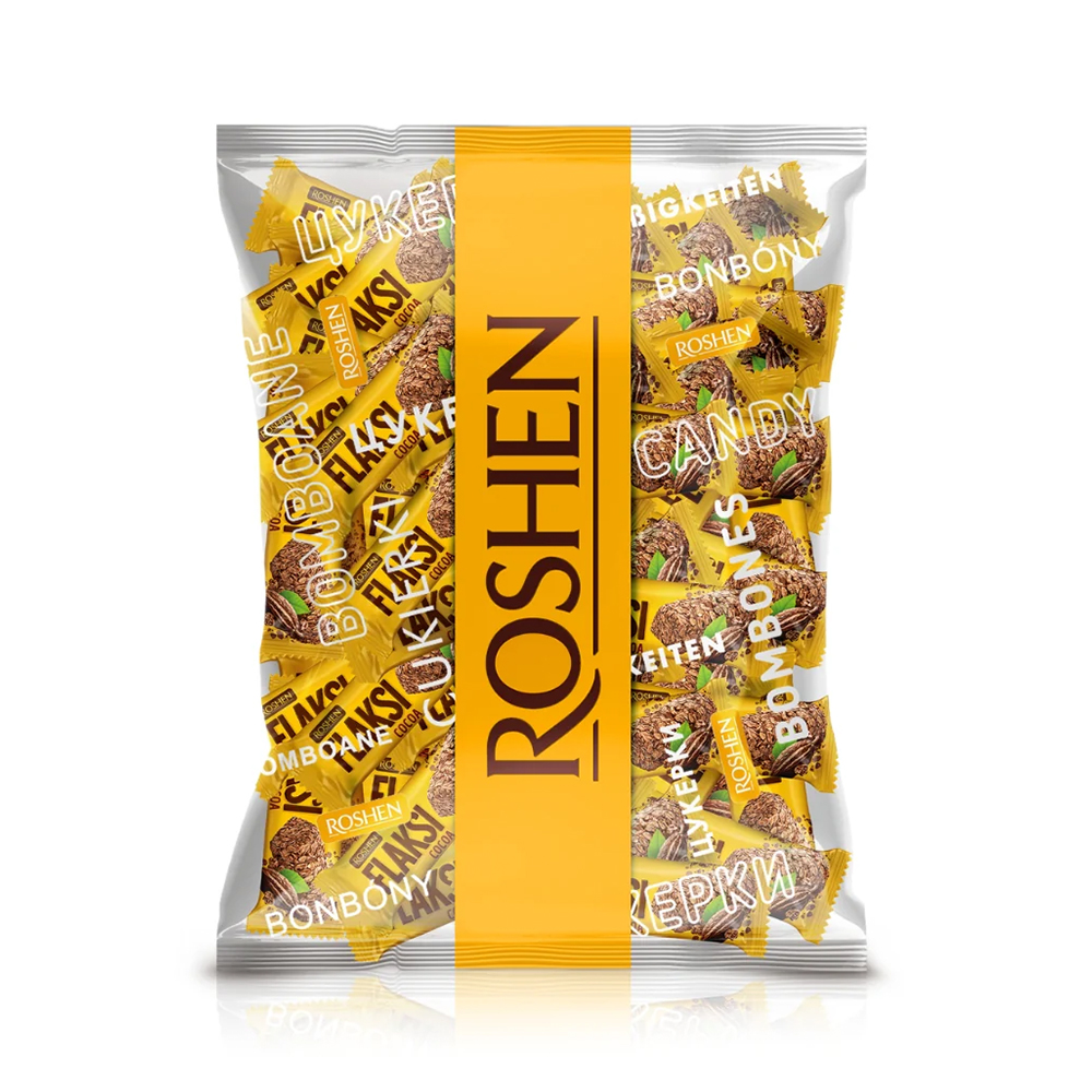 Roshen (7574) Flaksi Cocoa,Sweets wt Wafer Flakes 500g