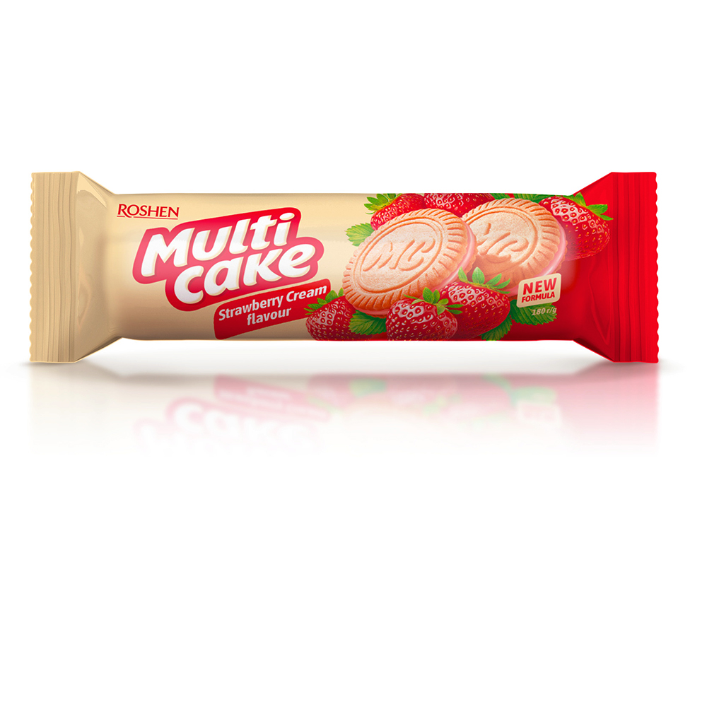 Roshen (9784) Multicake Biscuits wt Strawberry Flav Crm Filling 180g