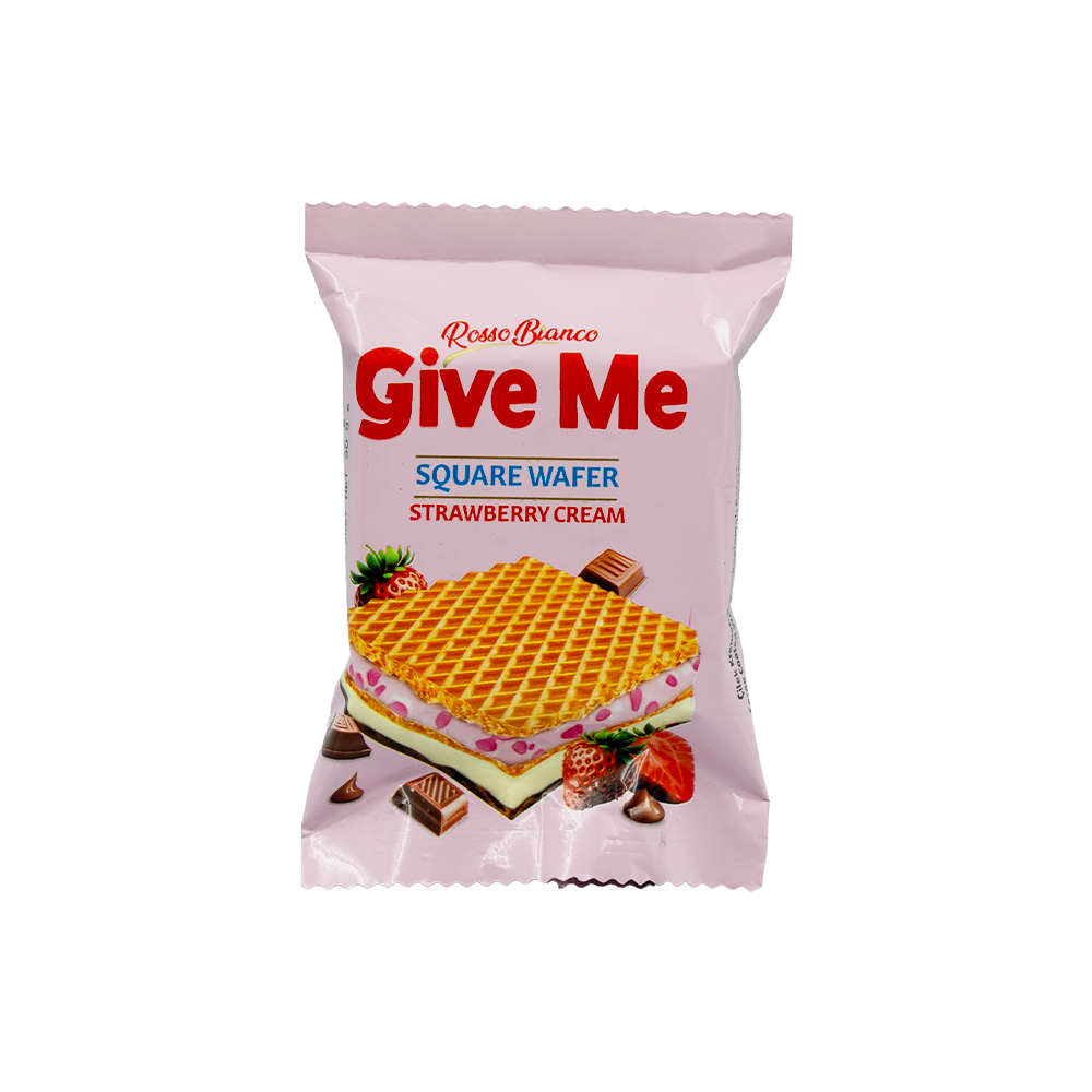 Rosso Bianco Give Me Square Strawberry Wafer 30g