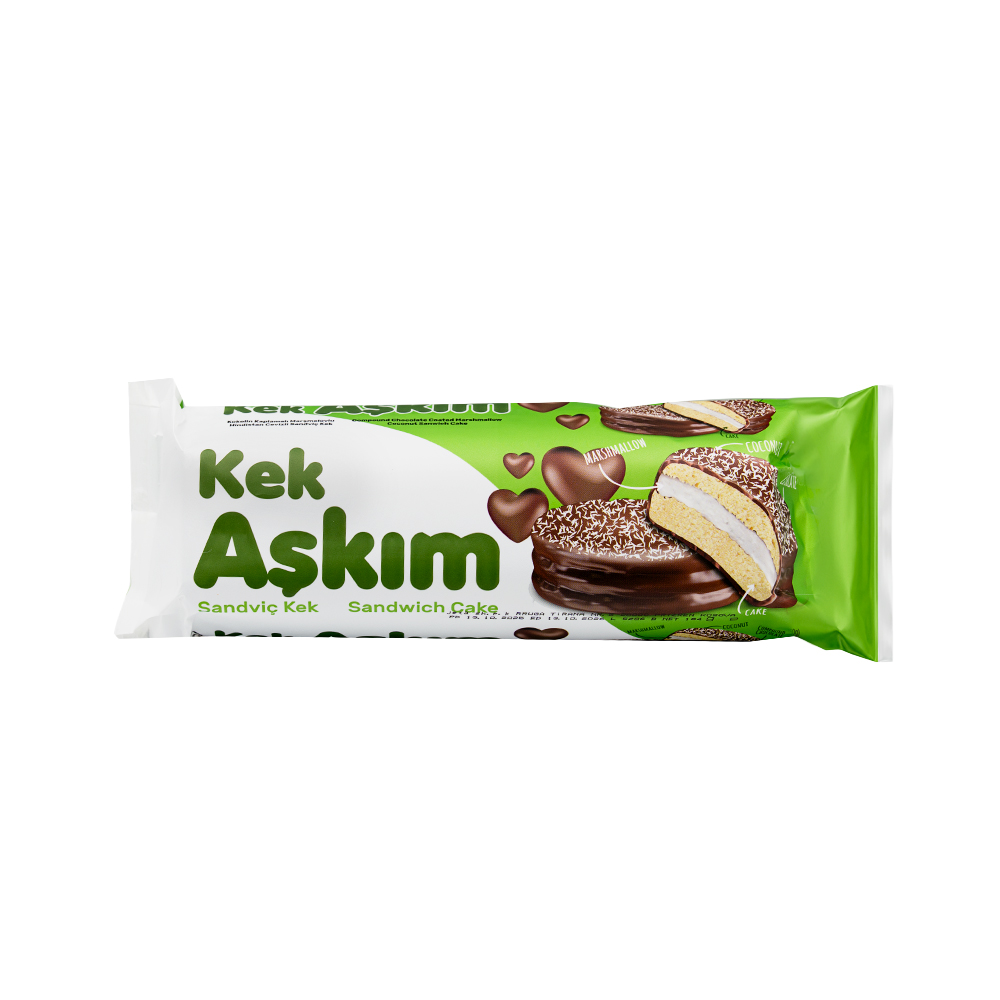 Kek Askim Coco Coated Marshmallow Sandwich Cake Green Coconut 184g