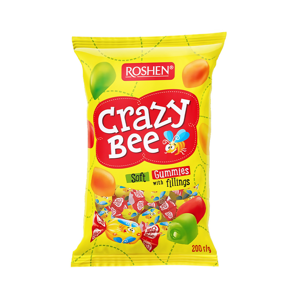 Roshen(3446) Crazy Bee Fruity Jelly swts wt frt flav fillings 200g