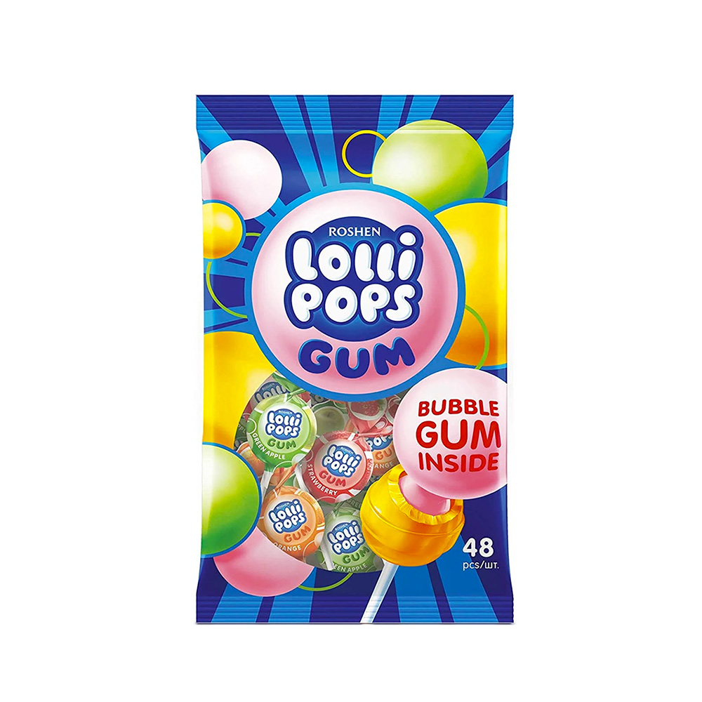 Roshen(0675) Lollipop Gum Hard Candy wt Cola&Bblgm Flav 920kg