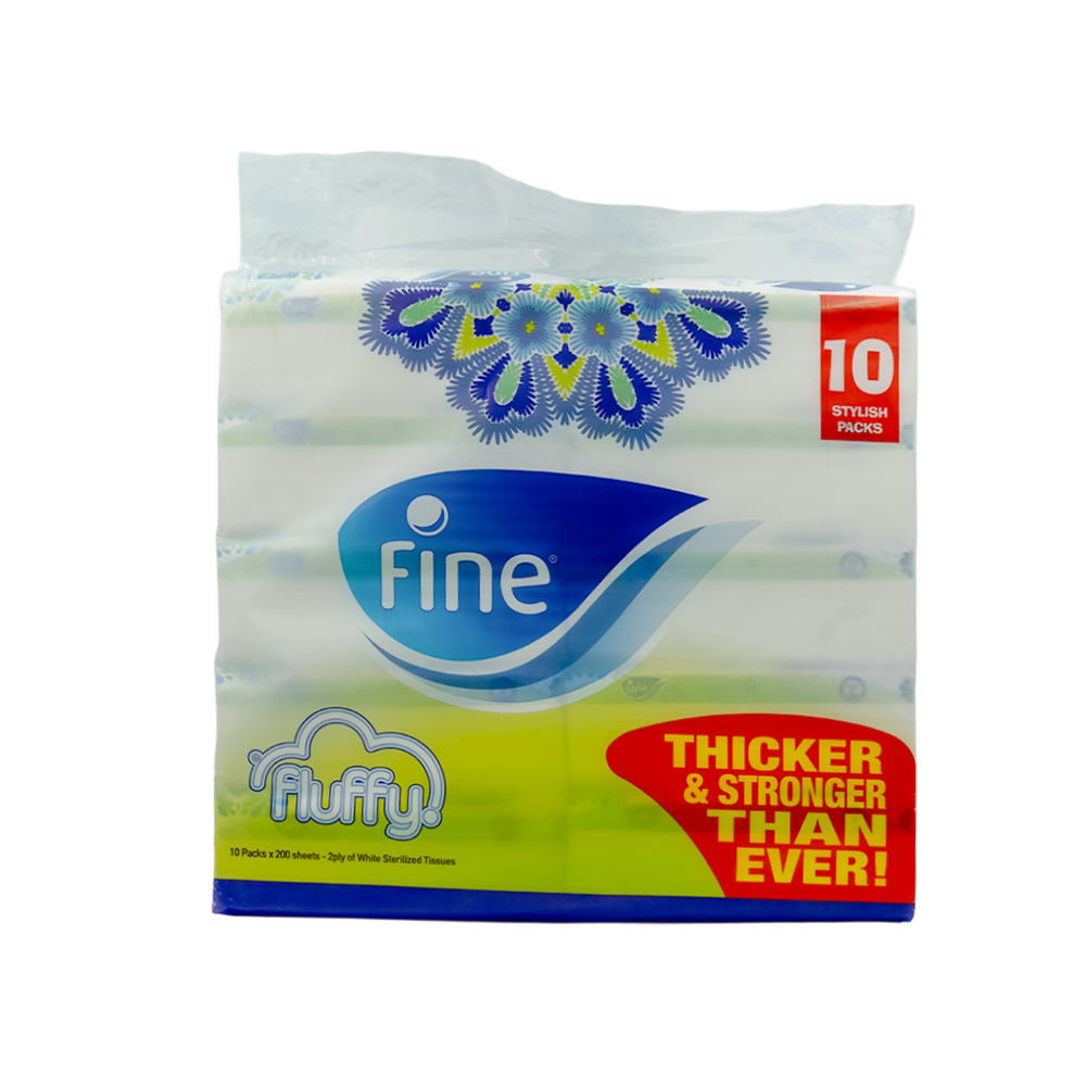 [3666] Fine Facial Tissue Fluffy 200X2 Plies (10 Packs)