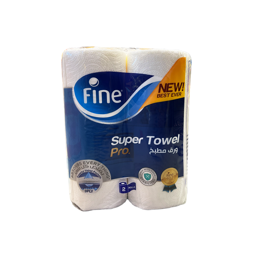 Fine Towel Household Super PRO 60 Sheets 3 Plies (2 Rolls)