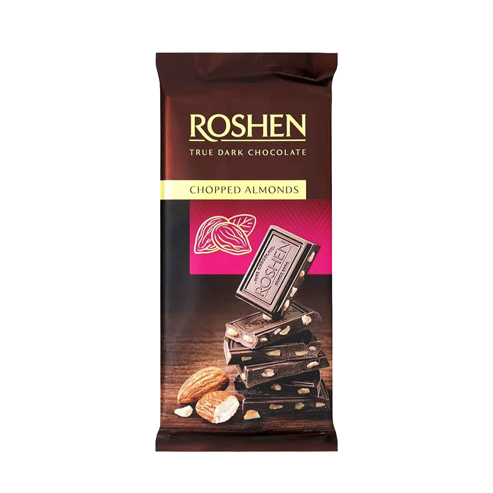 Roshen (3126) Dark Chocolate wy salted Almonds 85g