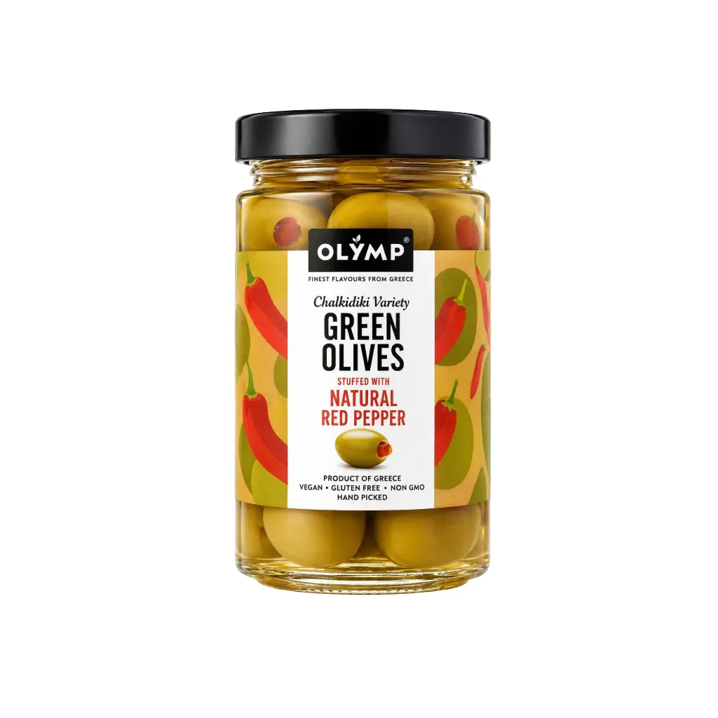 Olymp Green Olives Stuffed wth Ntr Red Pepper 320g