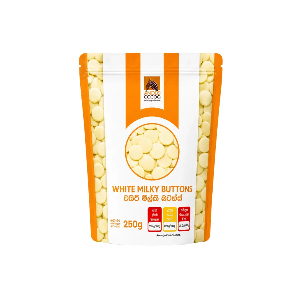 Anods Cocoa White Milky Buttons 250g