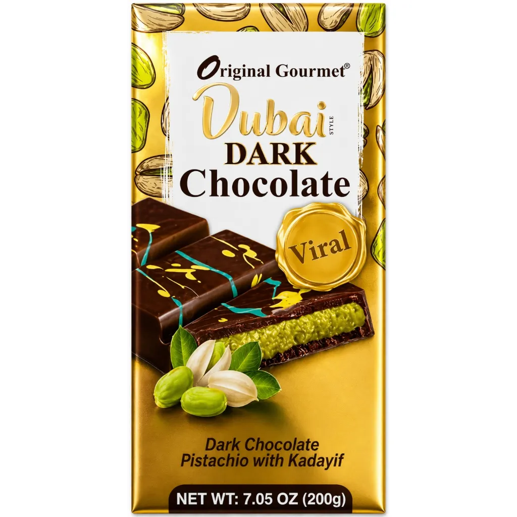 [3942] Dubai Dark Chocolate wt Kadayif & Pistachio 200